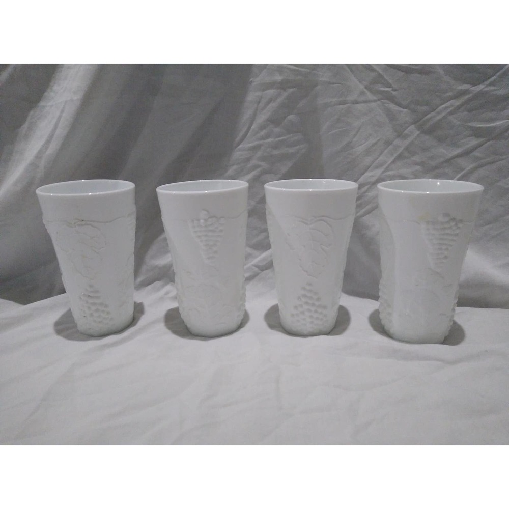 Indiana harvest grape milk glass tumblers (set of 4)